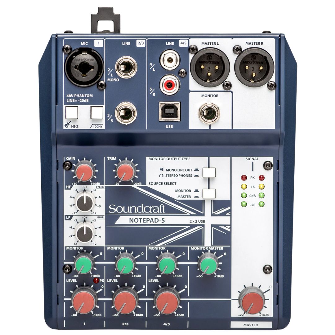 SOUNDCRAFT NOTEPAD 5 | Consola Analógica Compacta con Interfaz USB