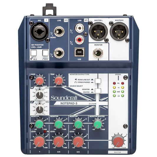 SOUNDCRAFT NOTEPAD 5 | Consola Analógica Compacta con Interfaz USB