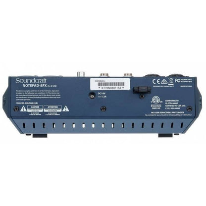SOUNDCRAFT NOTEPAD 8FX | Consola Analógica 8 Canales con Efectos Lexicon y USB