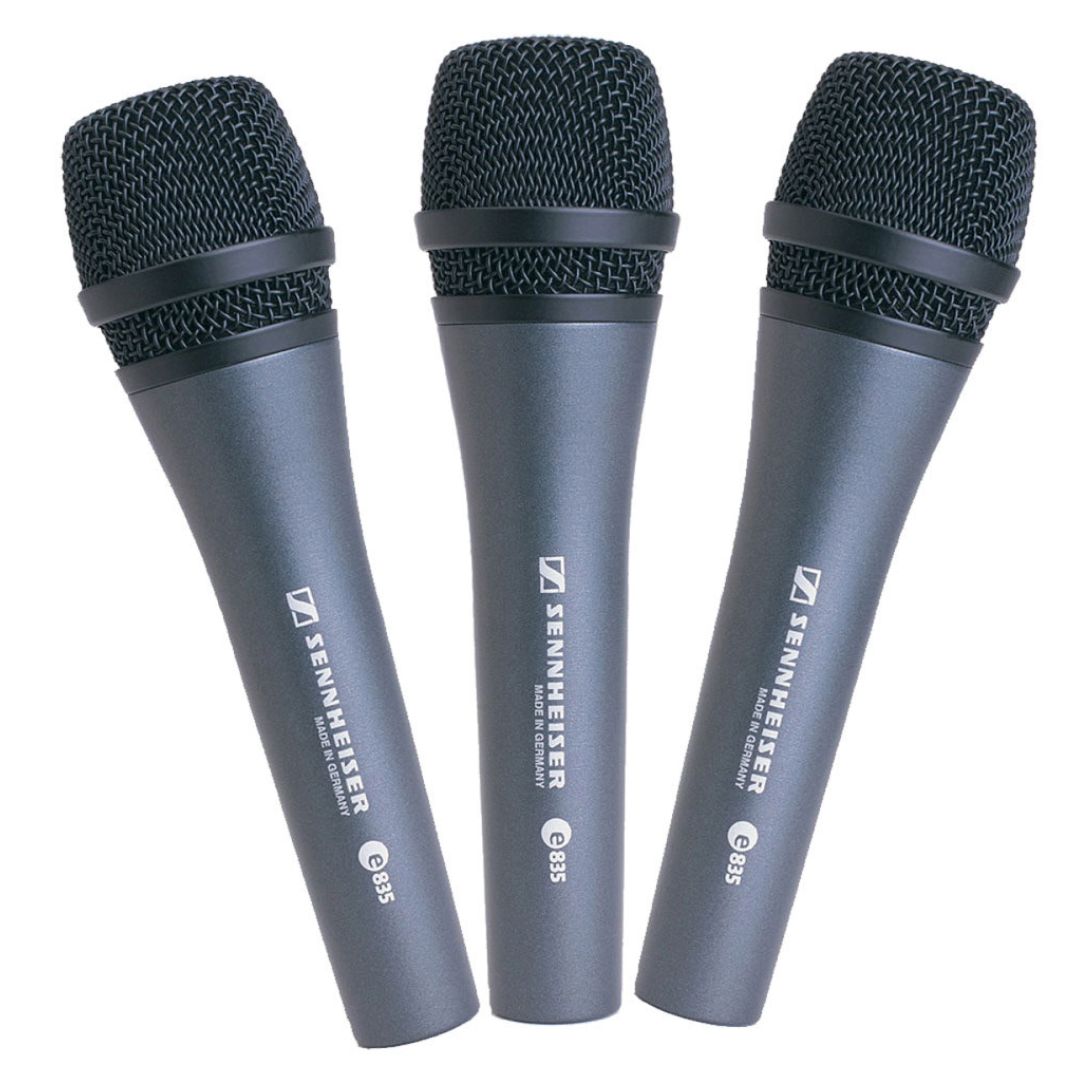 SENNHEISER e835 | Pack Profesional x3 Micrófonos Vocales Dinámicos Cardioides