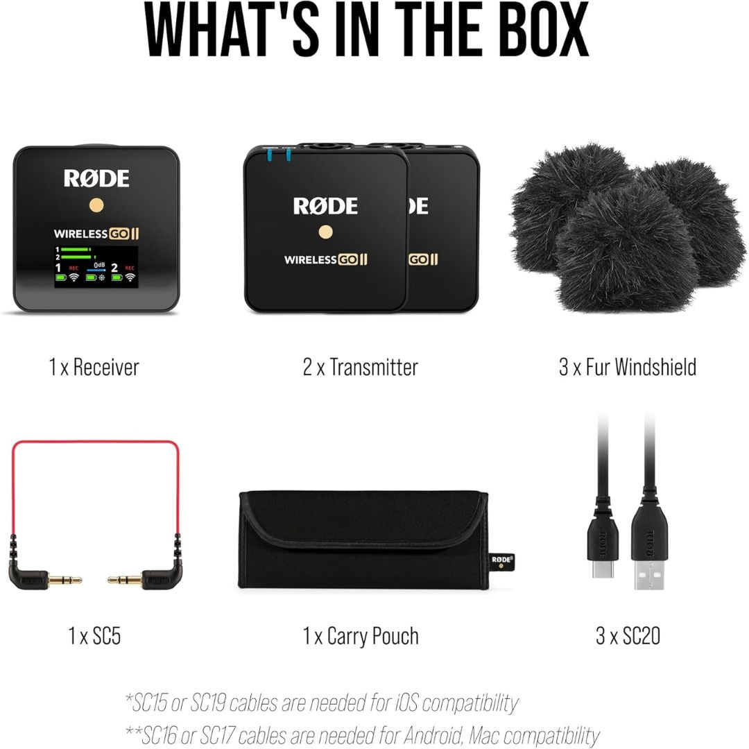 RØDE Wireless GO II | Sistema de Micrófono Inalámbrico Ultracompacto de Doble Canal