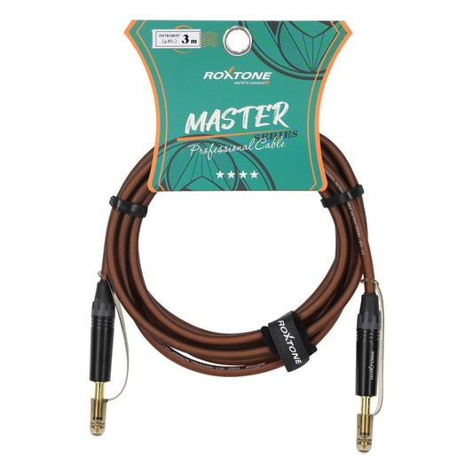 ROXTONE MGJJ110L0030-TBN | CABLE P/INSTRUMENTO 1 PLUG 6.3MN X LADO TRANSPARENTE CAFE 3MT (TBN)