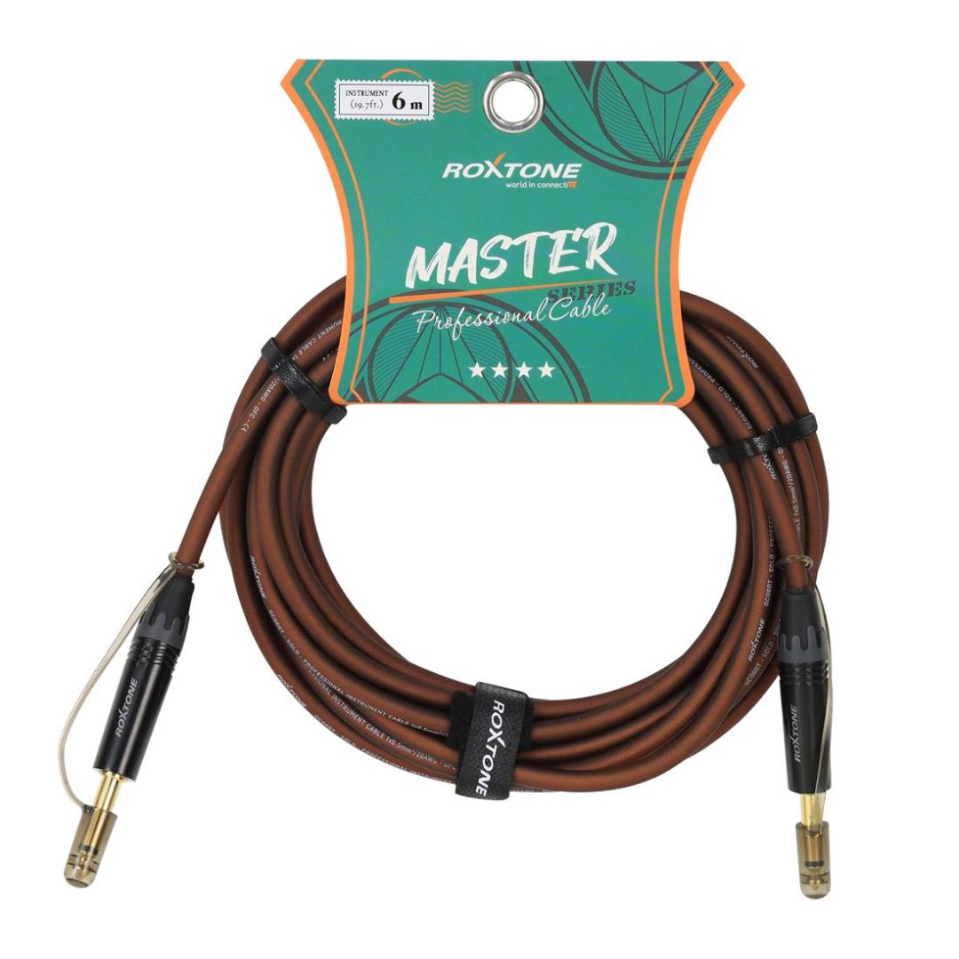 ROXTONE MGJJ110L0060-TBN | CABLE P/INSTRUMENTO 1 PLUG 6.3MN X LADO TRANSPARENTE CAFE 6MT (TBN)
