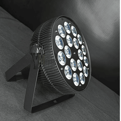 TACHO LED 18x10W 4en1 RGBW - PAR Slim Profesional con Estrobo y Ventilación Activa