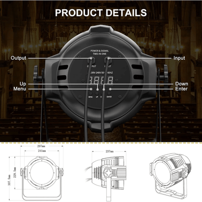 Tacho PAR LED 54×3W RGB 3EN1 RGB Malla Transparente