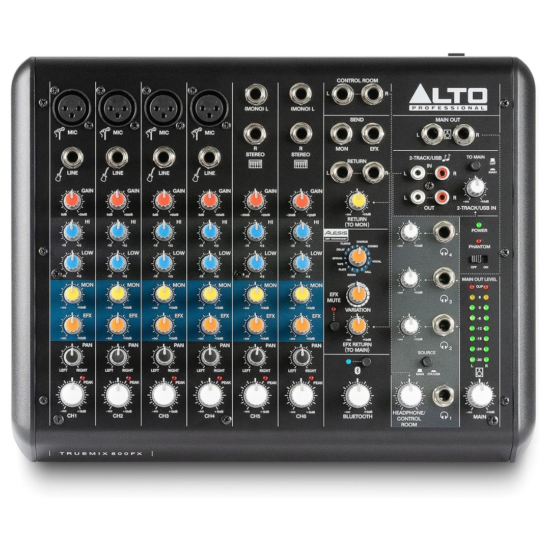 ALTO PROFESSIONAL TrueMix 800FX | Consola Analógica de 6 Canales con USB, Bluetooth y Efectos