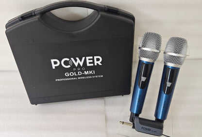 Micrófono Inalámbrico Recargable Dual 60m POWER PRO GOLD MK1