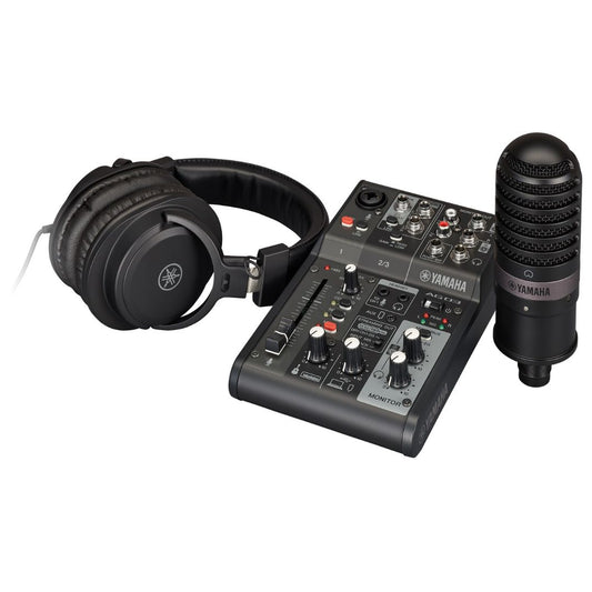 Yamaha AG03MK2 LSPK Black | Pack Completo para Streaming con Mezclador, Micrófono y Auriculares