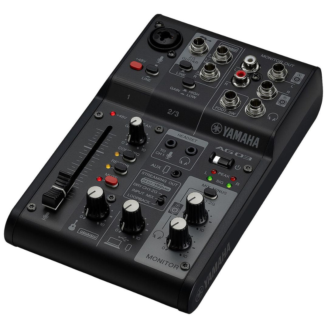 Yamaha AG03MK2 LSPK Black | Pack Completo para Streaming con Mezclador, Micrófono y Auriculares