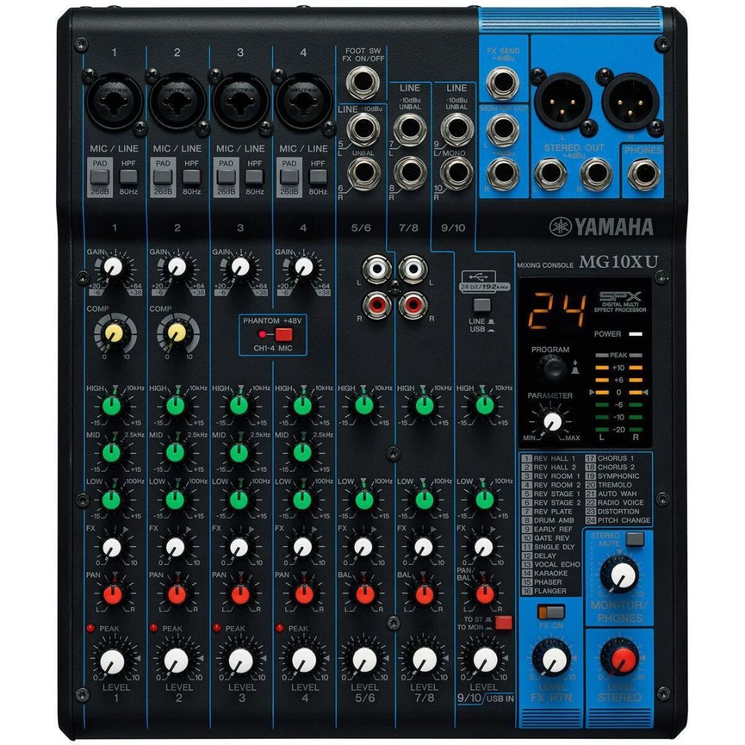 Yamaha MG10XU | Consola de Audio de 10 Canales con Interfaz USB y Efectos SPX Integrados