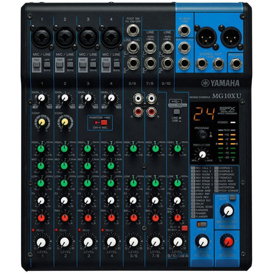 Yamaha MG10XU | Consola de Audio de 10 Canales con Interfaz USB y Efectos SPX Integrados