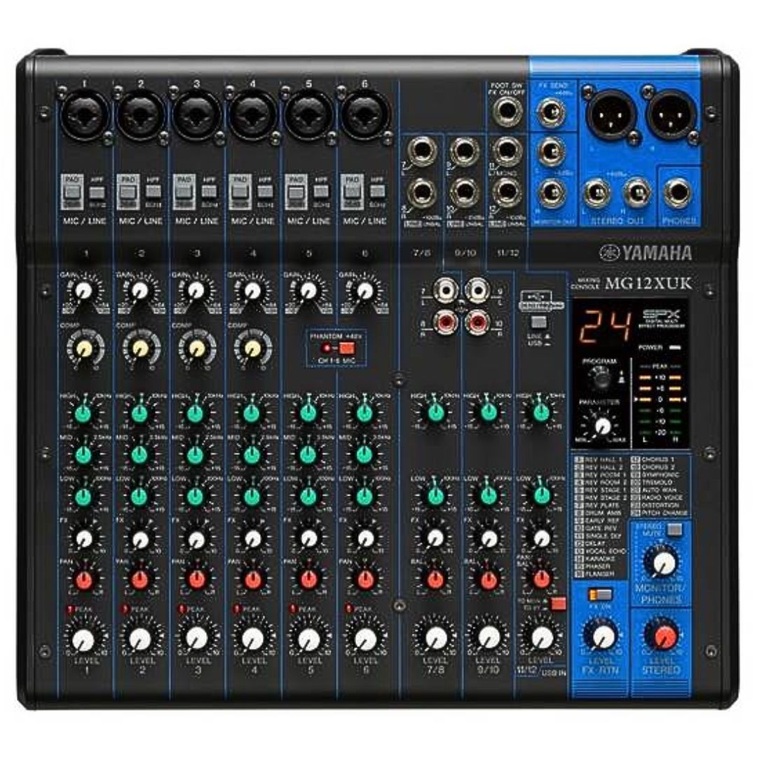 Yamaha MG12XUK | Consola de Audio de 12 Canales con Interfaz USB y Efectos SPX Integrados