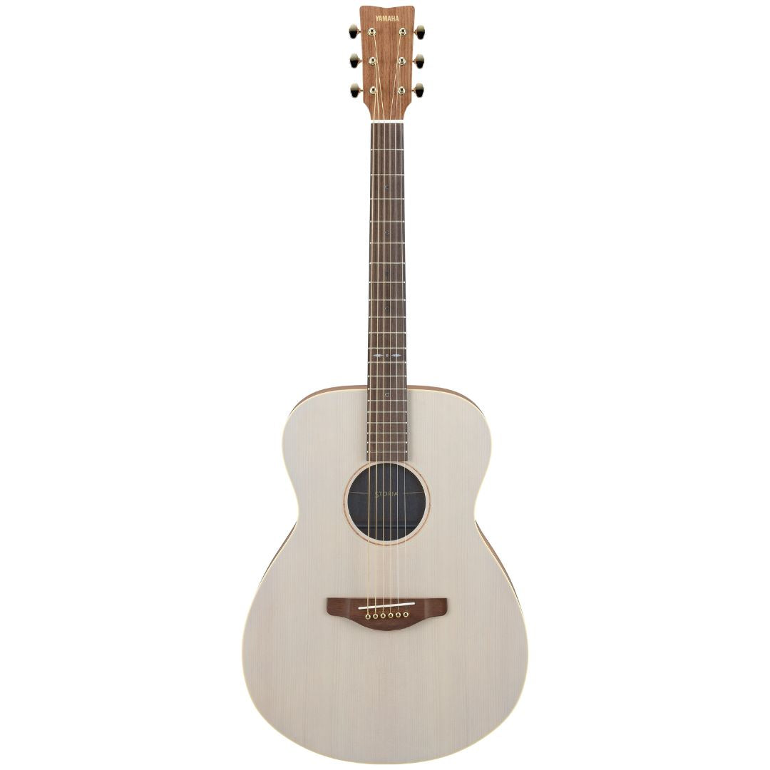 Yamaha STORIA I | Guitarra Electroacústica Concert con Tapa Sólida de Abeto – Blanco/Azul Claro