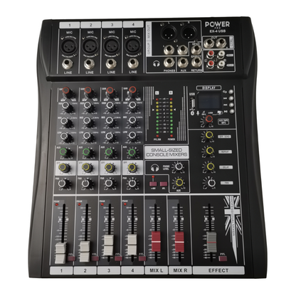 EX4-USB – Consola de Audio de 4 Canales Reales con Interfaz – POWER PRO