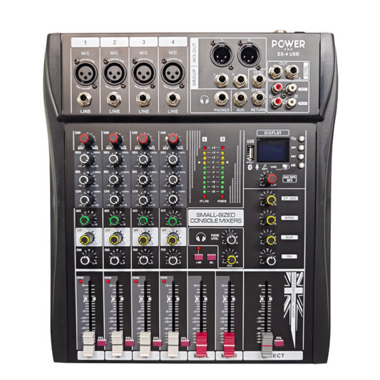 EX4-USB – Consola de Audio de 4 Canales Reales con Interfaz – POWER PRO
